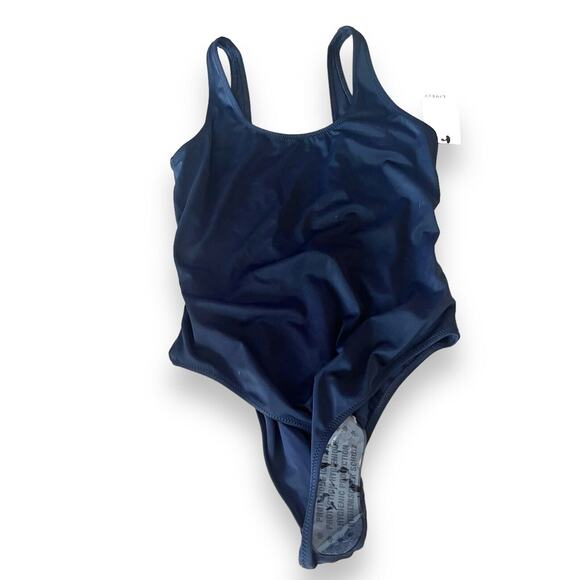 Lively One Piece Swim Suit Jet Black Low Cut Back Summer Size Xtra Small - Picture 3 of 6